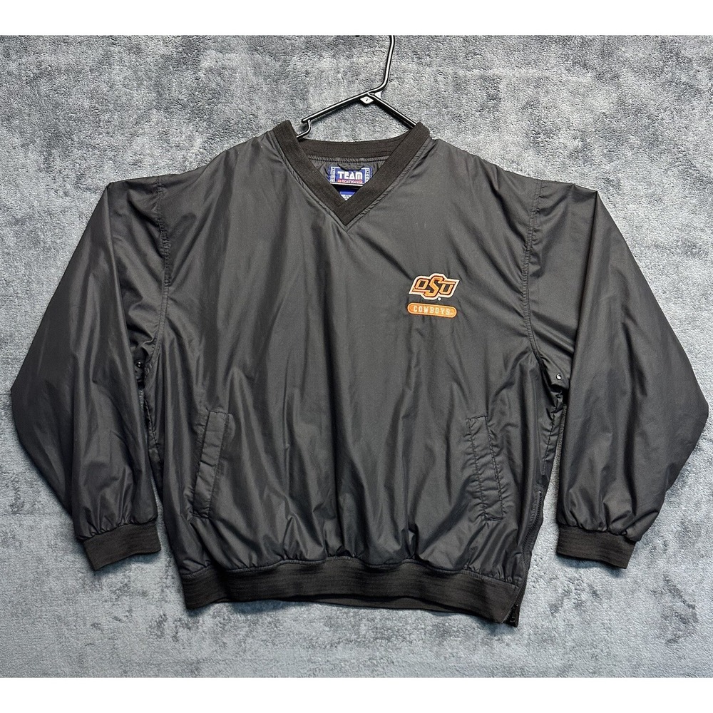 Oklahoma State Cowboys Windbreaker Jacket Men's XL OSU V Neck Black Pullover